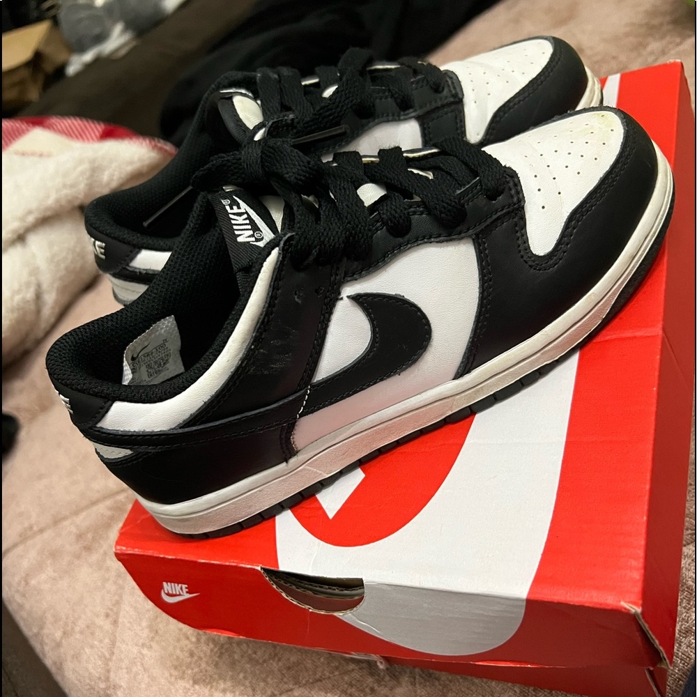 Black and white Nike dunks. Kids size 2